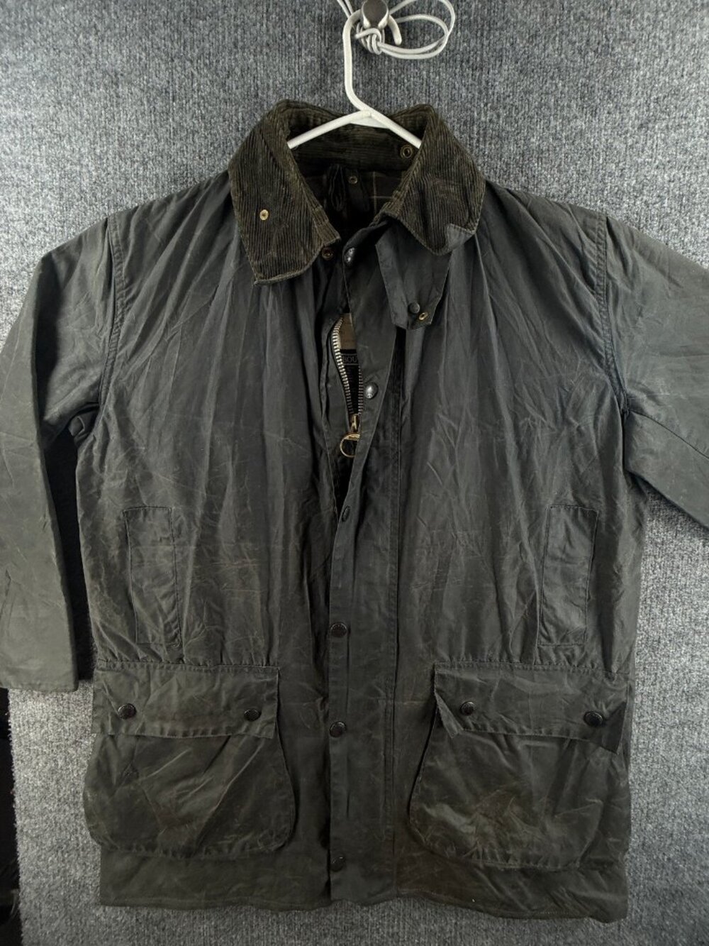Barbour A205 Border Waxed Jacket Canvas Cotton England C42 Blue Biker Lined